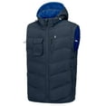 thumbnail image 1 of Little Donkey Andy Men's Reversible Fleece Puffy Vest Warm Sleeveless Puffer Jacket with Removable Hood for Golfing Hiking Navy Blue XXL, 1 of 7