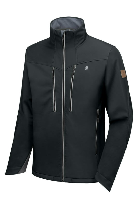 Men's Softshell Grid Fleece Lined Hiking Jacket Water Repellent Lightweight Travel Running Black XXL