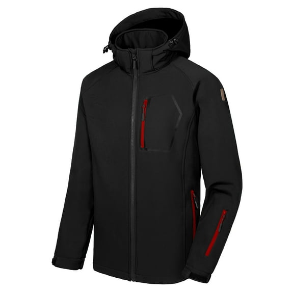 Little Donkey Andy Men's Softshell Hiking Jackets Ski Snow Fleece Lined Lightweight Removable Hood Black L