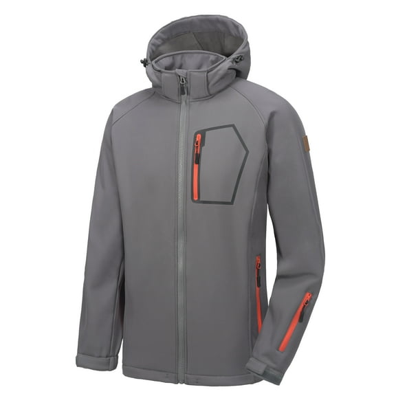 Little Donkey Andy Men's Softshell Hiking Jackets Ski Snow Fleece Lined Lightweight Removable Hood Steel Grey 2XL