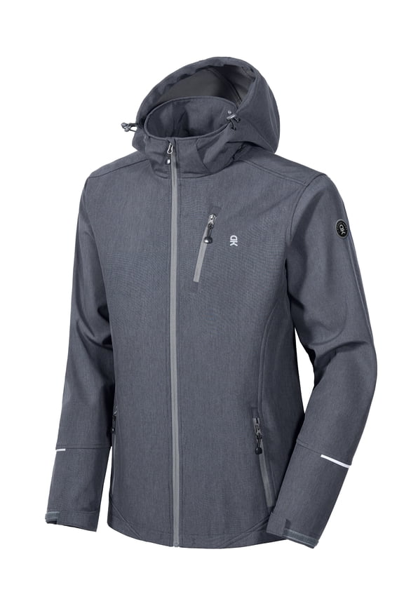 Men's Softshell Jacket Ski Jacket with Removable Hood, Fleece Lined and Water Repellent Black Heather Size XXXL