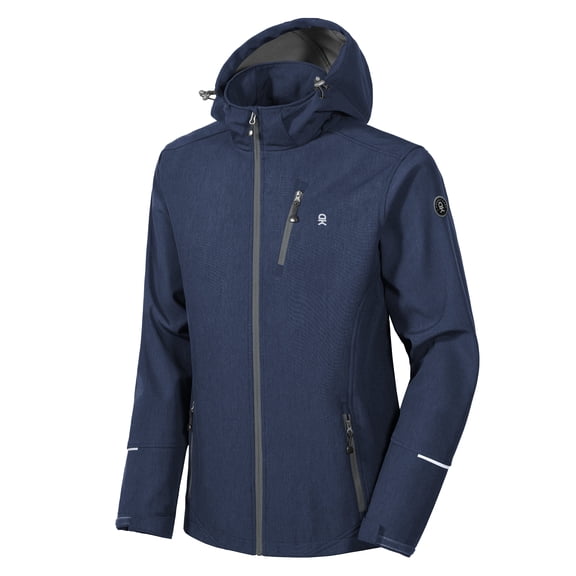 Little Donkey Andy Men's Softshell Jacket Ski Jacket with Removable Hood, Fleece Lined and Water Repellent Blue Heather Size XXXL