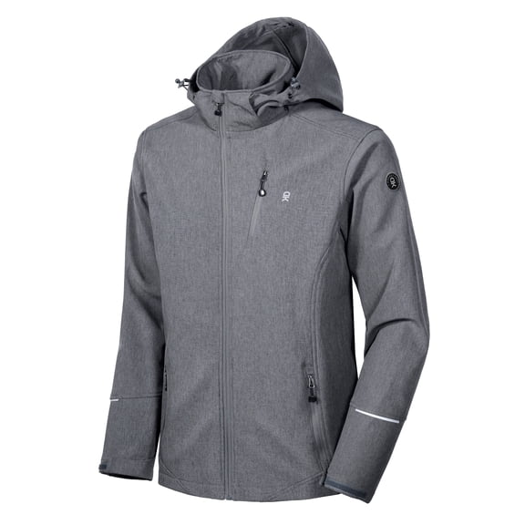 Little Donkey Andy Men's Softshell Jacket Ski Jacket with Removable Hood, Fleece Lined and Water Repellent Gray Heather Size XXXL