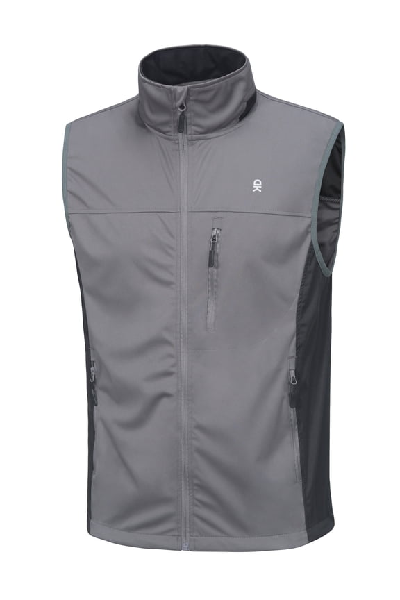 Men's Softshell Vest, Lightweight Golf Vest Windproof Sleeveless Cycling Jacket for Running, Hiking ( Grey L)