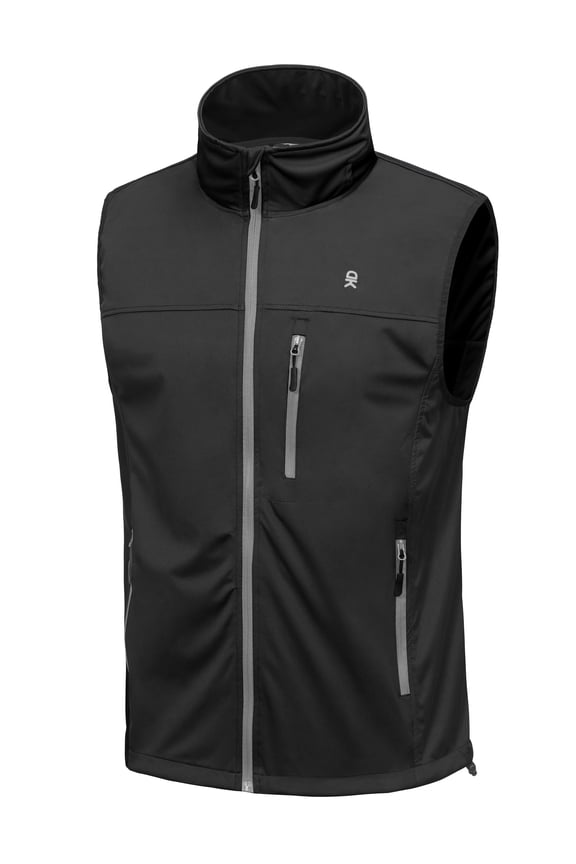 Men's Softshell Vest, Lightweight Golf Vest Windproof Sleeveless Cycling Jacket for Running, Hiking ( Pure Black S)
