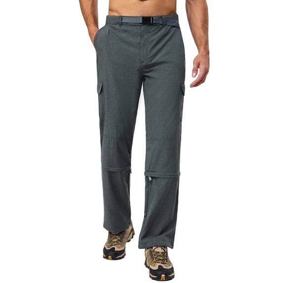 Little Donkey Andy Men's Stretch Convertible Pants, Zip-Off Quick-Dry Hiking Pants Travel Capri Pants Dark Grey 3XL