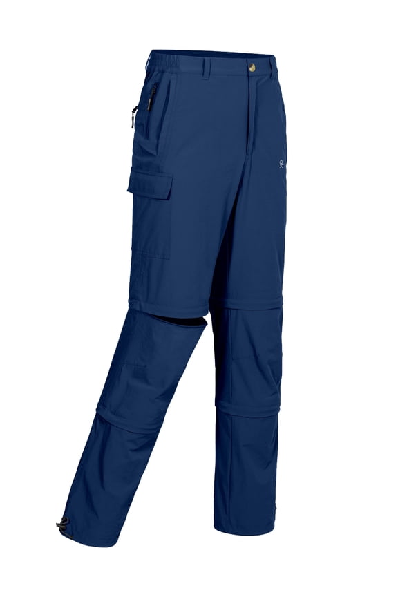 Men's Stretch Convertible Pants, Zip-Off Quick-Dry Hiking Pants, UV Protection, Lightweight Blue Size XL