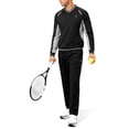 thumbnail image 1 of Men's 2Pc V Neck Tracksuit, 4 Way Stretch Reflective for Gym Running Black Light Gray S, 1 of 8