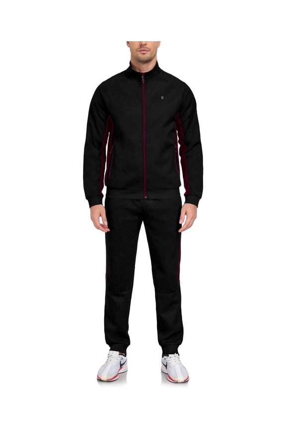 Men's 2-Piece Athletic Tracksuit Set - Stretch, Comfortable for Gym and Workout (Black L)
