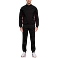 thumbnail image 1 of Men's 2Pc Full Zip Tracksuit, 4 Way Stretch Color Block Jogger with Zipper Pockets for Gym Running Black S, 1 of 8
