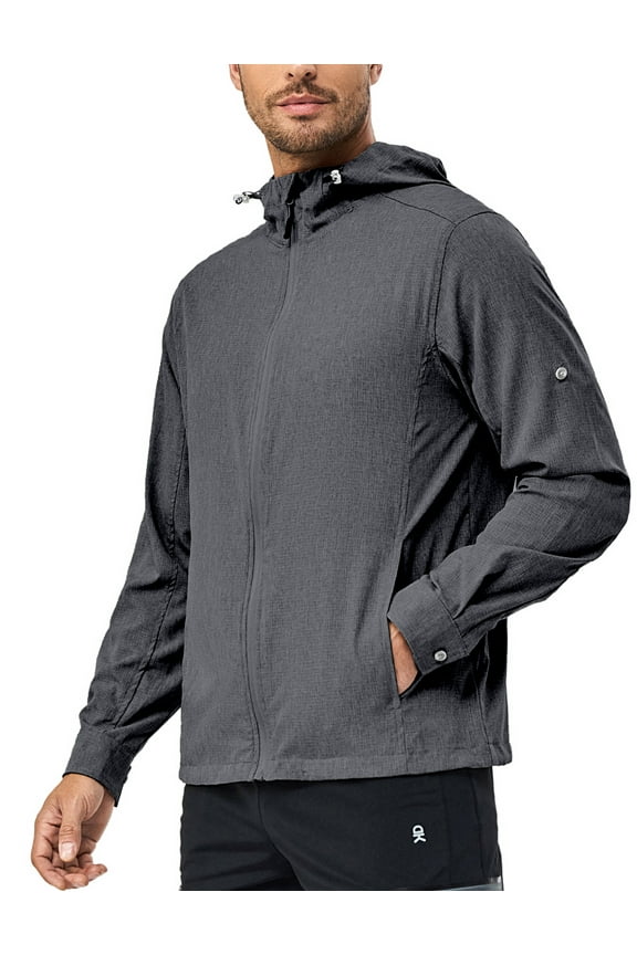 Men's UPF 50+ Sun Protection Jacket Full Zip Lightweight Hoodie Summer Shirts for Hiking Fishing Outdoor Grey XXL