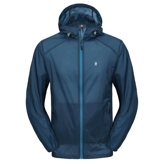 Little Donkey Andy Men’s UPF 50 Sun Protection Jacket Packable Lightweight Full Zip Hoodie for Running Travel Outdoors Navy Blue L