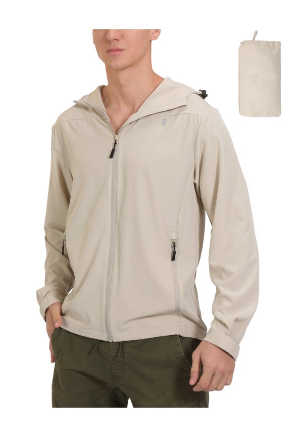 Men's UPF 50+ Sun Protection Stretch Breathable Jackets Hoodie Hiking Summer Shirts Wood Ash 3XL