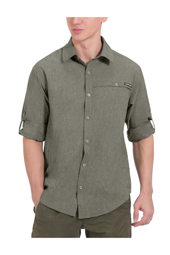 Men's UPF 50+ UV Protection Shirt, Breathable Long Sleeve Fishing Hiking Shirt, Air-Holes Tech Sage Heather S