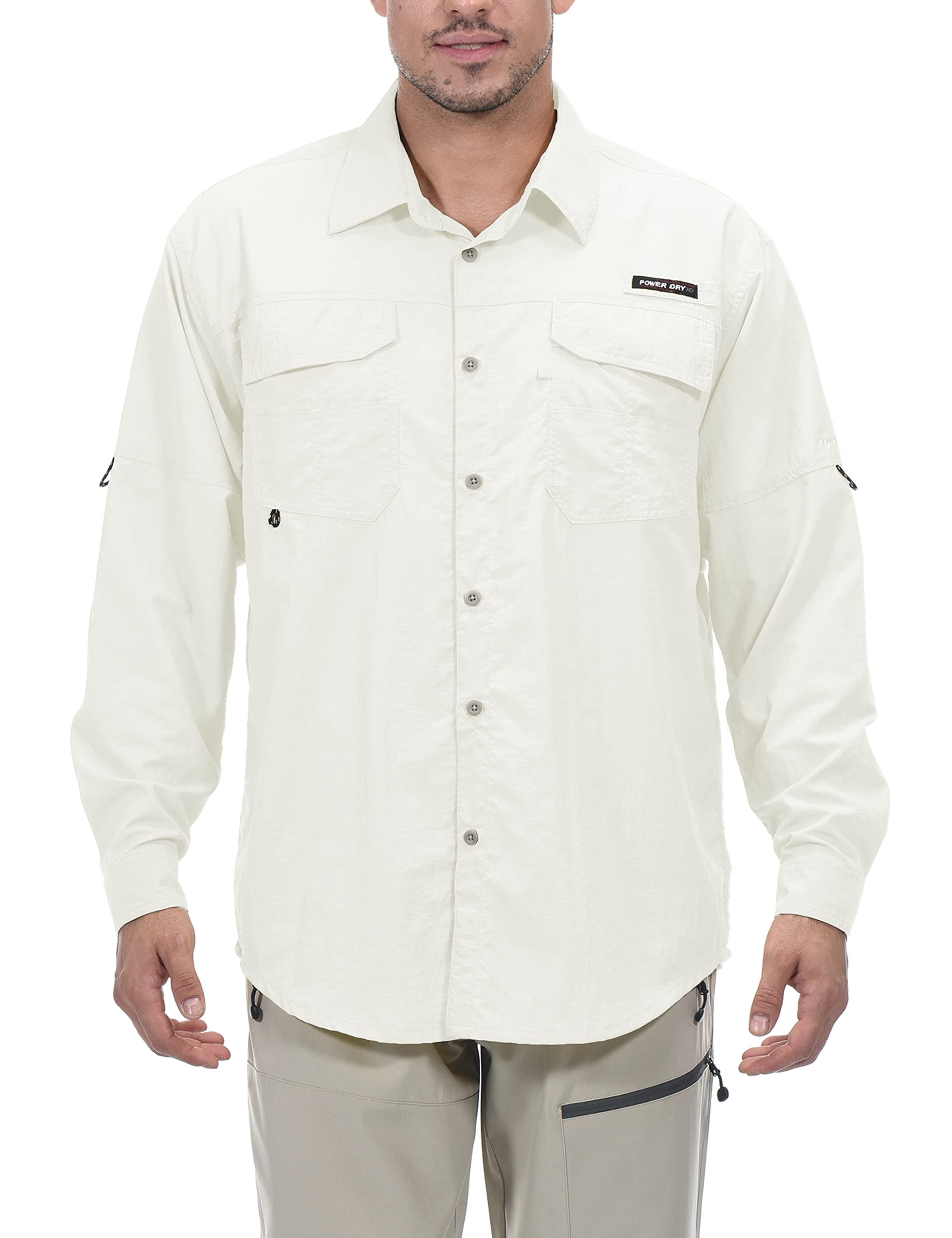 Little Donkey Andy Men's UPF 50+ UV Protection Long Sleeve Fishing Shirt, Pale Khaki / XS