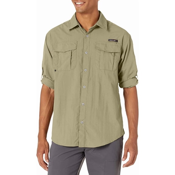Little Donkey Andy Men's UPF 50+ UV Protection Shirt, Long Sleeve Fishing Shirt, Breathable and Fast Dry Pale Khaki XXXL