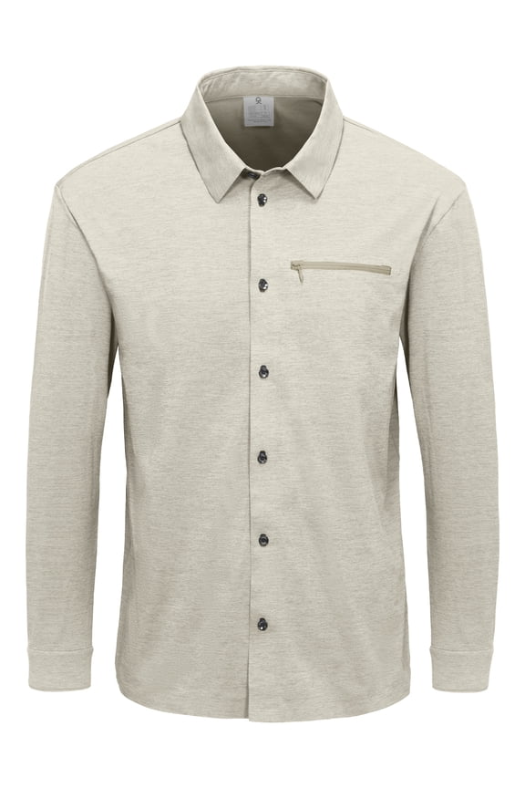 Men's UPF 50+ UV Protection Shirts, Cooling Quick-Dry Performance Fishing Shirts for Outdoor（Khaki L)