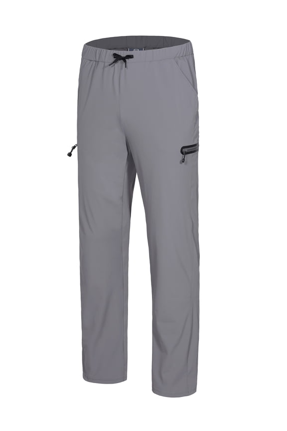 Men's Ultra-Stretch Lightweight Quick Dry Athletic Pants Drawstring Travel Exercise Running Jogging Grey M