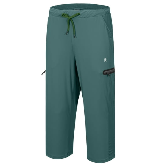 Little Donkey Andy Men's Ultra-Stretch Quick Dry 3/4 Pants Capri Shorts Drawstring Lightweight Hiking Travel Casual Green-Blue Slate 3XL
