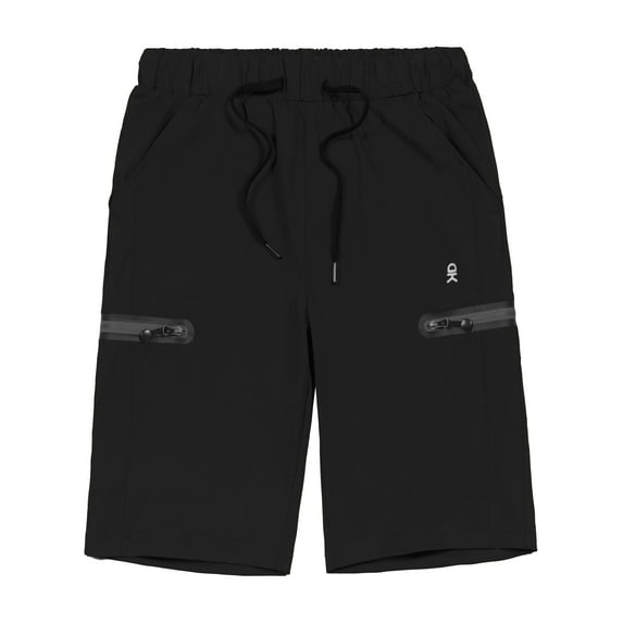 Men’s Ultra-Stretch Quick Dry Lightweight Bermuda Shorts Drawstring Zipper Pocket Hiking Travel Golf Black S