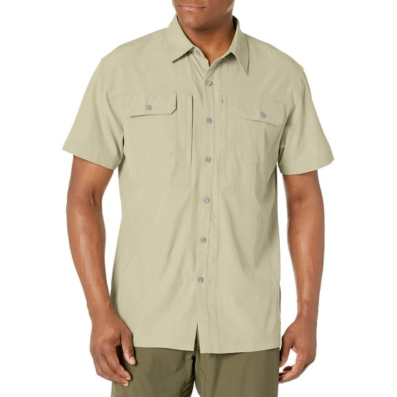 Little Donkey Andy Men's Upgraded Lightweight Short Sleeve Shirt Quick Dry Shirt for Hiking Travel, UPF50 Khaki XL