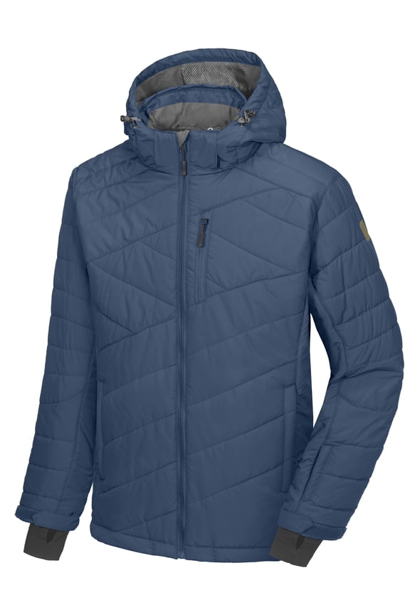 Men's Warm Ski Jacket Water Resistant Insulated Snowboarding Jacket Windproof Winter Snow Coat, Black Blue L