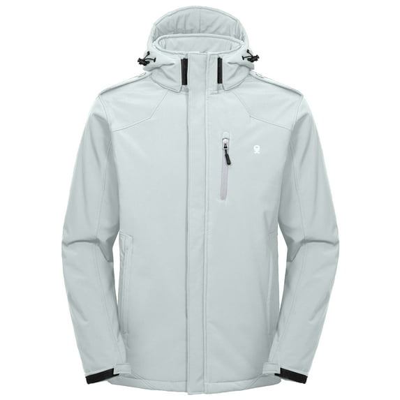 Little Donkey Andy Men's Warm Winter Softshell Jacket Windproof Mountain Ski Snow Coat with Removable Hood Light Gray L