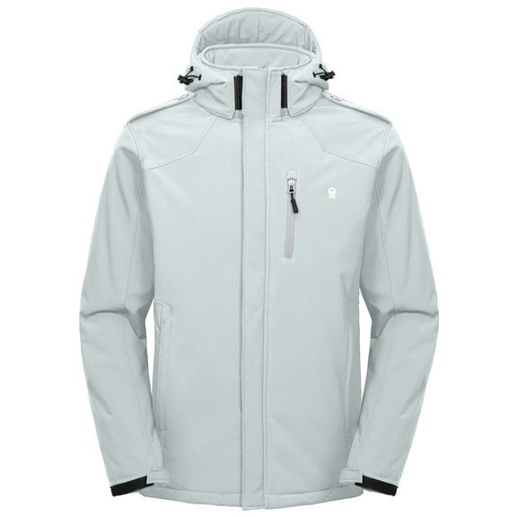 Little Donkey Andy Men's Warm Winter Softshell Jacket Windproof Mountain Ski Snow Coat with Removable Hood Light Gray XL