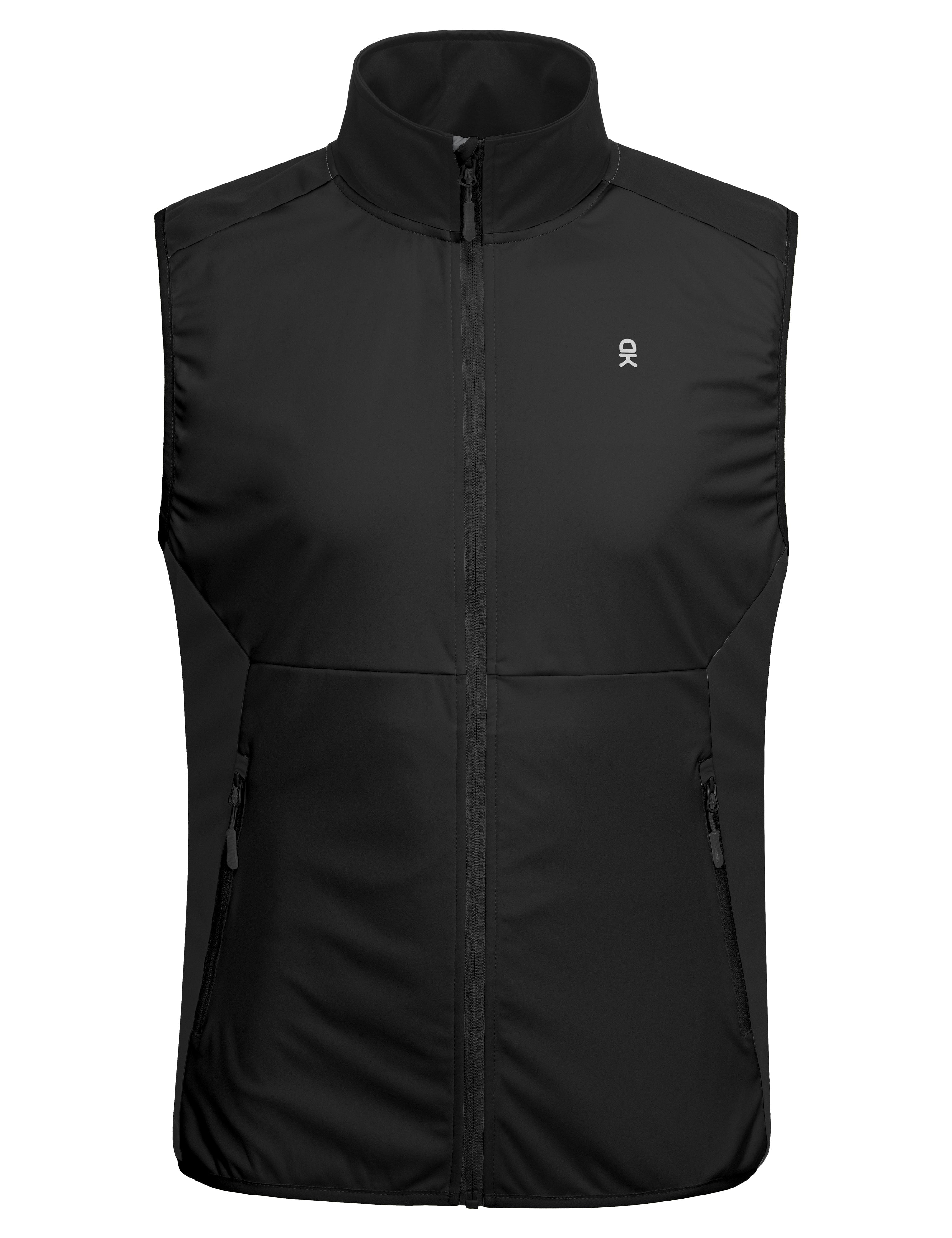 Little Donkey Andy Men's Water-resistant Outerwear Vests, Stretch Windproof Vest for Cycling, Running, Golf (Black S)