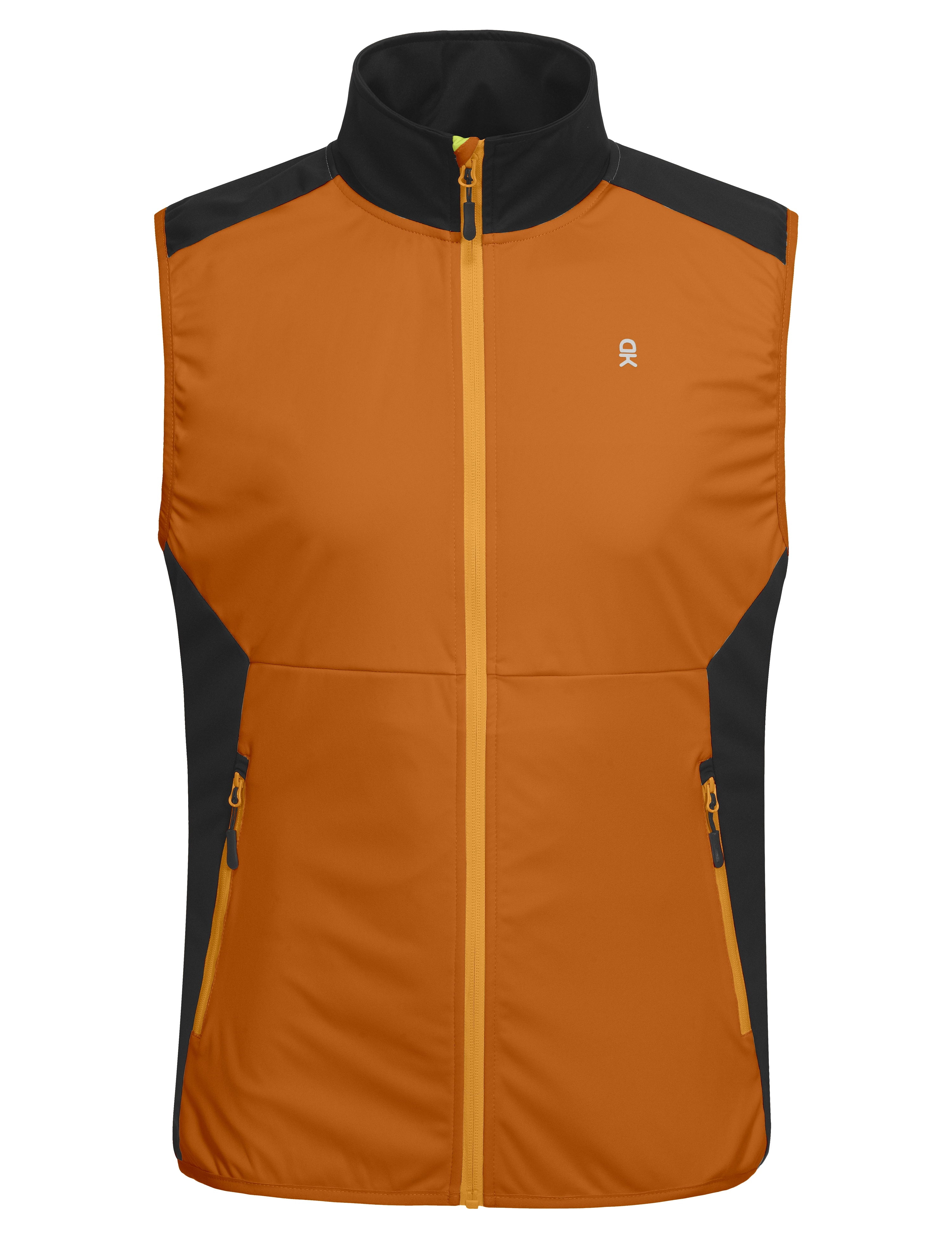 Little Donkey Andy Men's Water-resistant Outerwear Vests, Stretch Windproof Vest for Cycling, Running, Golf (Orange 2XL)