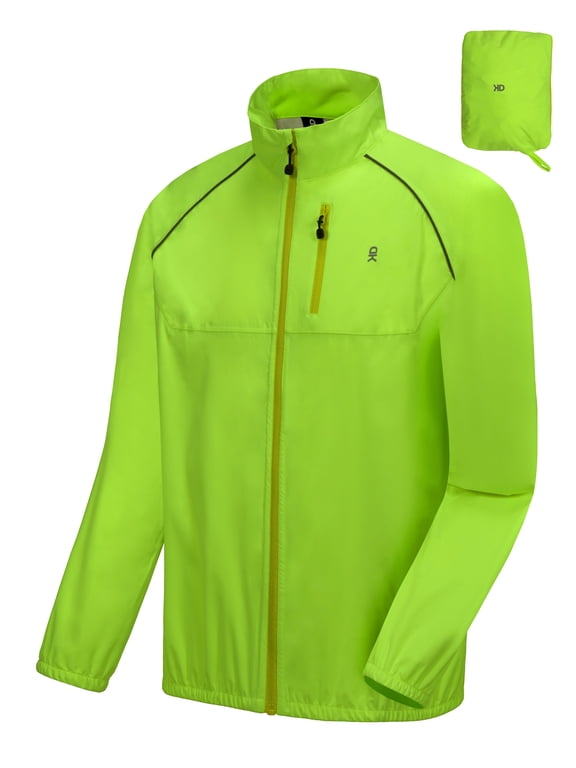 Men's Waterproof Cycling Stretch Jacket, Running Golf Rain Jacket, Ultralight Windbreaker, Packable Yellow Size S