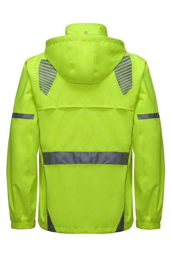 Men's Waterproof Golf Rain Jacket Reflective Cycling Running Windbreaker-Removable Hood, Packable Yellow S