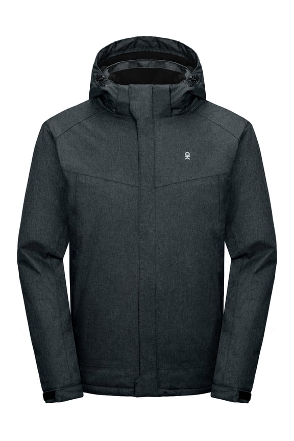 Men's Waterproof Jacket with Removable Hood,Fleece Lined Warm Rain Jacket for Hiking, Skiing Black S