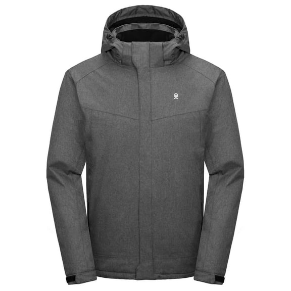 Little Donkey Andy Men's Waterproof Jacket with Removable Hood,Fleece Lined Warm Rain Jacket for Hiking, Skiing Charcoal Heather L