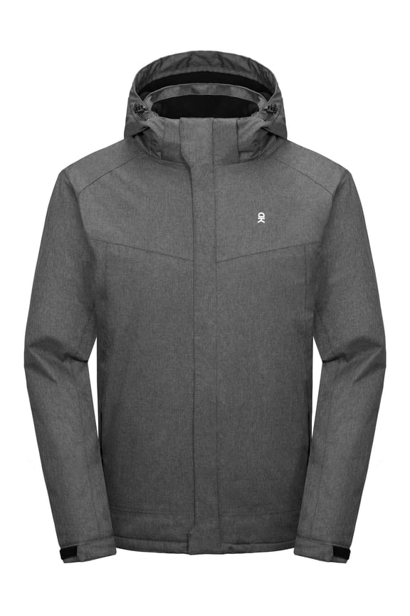 Men's Waterproof Jacket with Removable Hood,Fleece Lined Warm Rain Jacket for Hiking, Skiing Charcoal Heather L