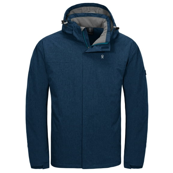 Little Donkey Andy Men's Waterproof Outdoor Jacket Winter Windproof Warm Ski Jacket with Detachable Hood Blue Heather L