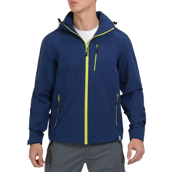 Little Donkey Andy Men's Waterproof Rain Jacket Breathable Windbreaker Outdoor Rain Coat with Detachable Hood Blue/Blue XXL