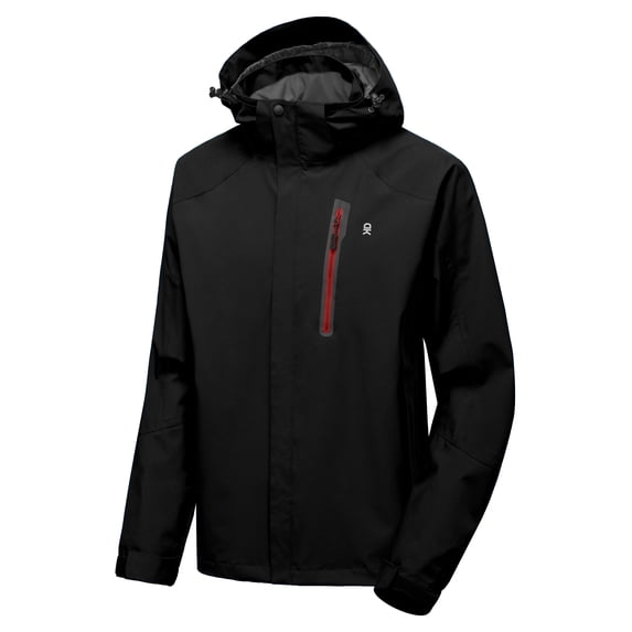 Little Donkey Andy Men's Waterproof Rain Jacket Lightweight Breathable Raincoat with Detachable Hood for Hiking Golf Travel Black/Black L