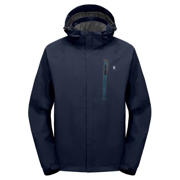 Little Donkey Andy Men's Waterproof Rain Jacket Lightweight Breathable Raincoat with Detachable Hood for Hiking Golf Travel Deep Blue/Deep Blue M