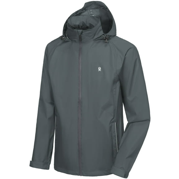 Little Donkey Andy Men's Waterproof Rain Jacket Lightweight Rain Shell Jacket Raincoat with Packable Hood for Hiking Travel Golf Grey L