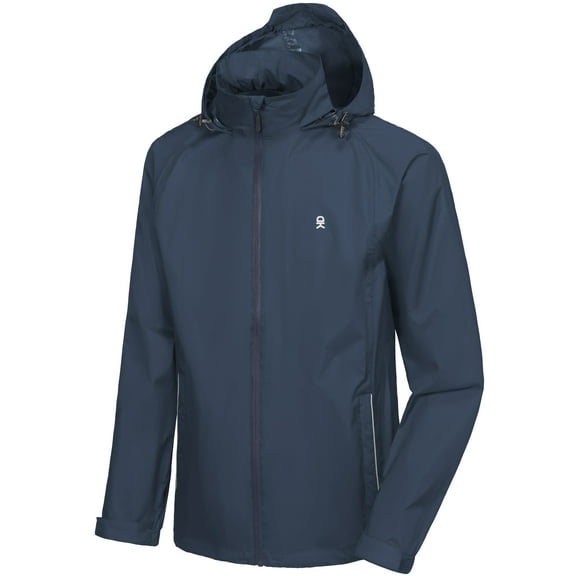Little Donkey Andy Men's Waterproof Rain Jacket Lightweight Rain Shell Jacket Raincoat with Packable Hood for Hiking Travel Golf Navy Blue XL