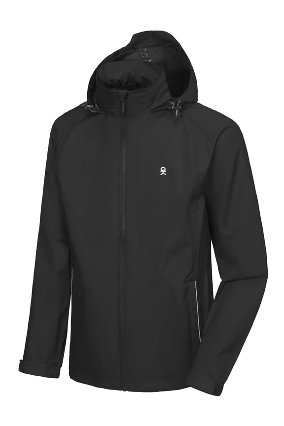 Men's Waterproof Rain Jacket Lightweight Rain Shell Jacket Raincoat with Packable Hood for Hiking Travel Golf Black XL