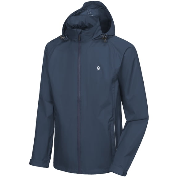 Little Donkey Andy Men's Waterproof Rain Jacket Lightweight Rain Shell Jacket Raincoat with Packable Hood for Hiking Travel Golf Navy Blue 3XL