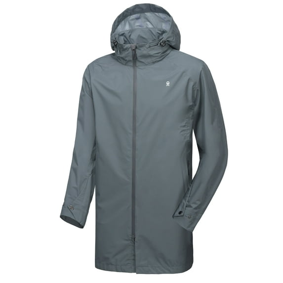 Little Donkey Andy Men's Waterproof Rain Jacket Outdoor Lightweight Rain Shell Mountain Windbreaker Long Coat for Hiking,Golf,Travel Grey XXXL