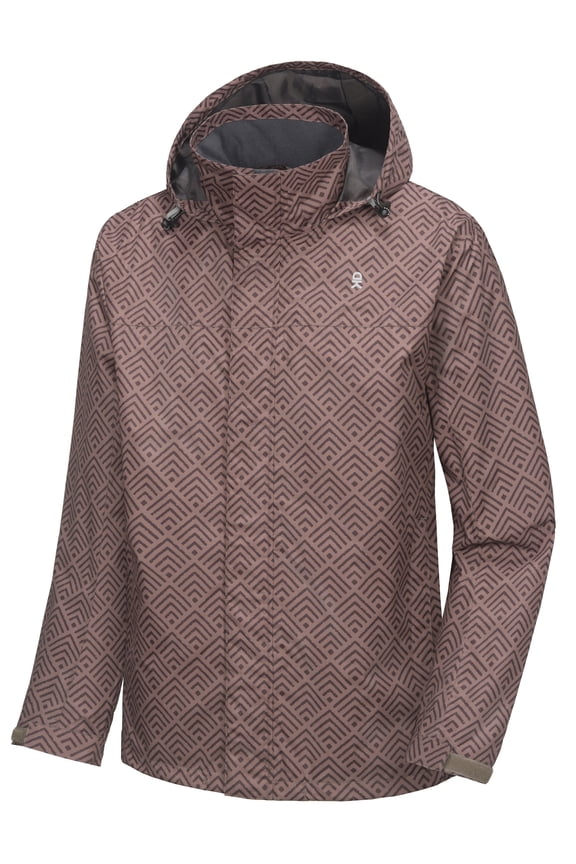 Men's Waterproof Rain Jacket Outdoor Lightweight Rain Shell Coat Yellow/Brown M