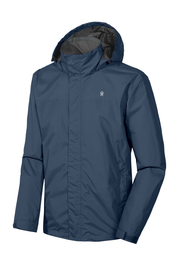 Men's Waterproof Rain Jacket Outdoor Lightweight Rain Shell Coat for Hiking,Golf,Travel Black Blue Size S