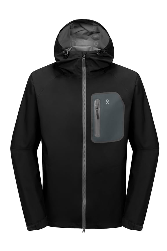 Men's Waterproof Rain Jacket Outdoor Lightweight Rain Shell Coat for Hiking, Golf, Travel (Black L)