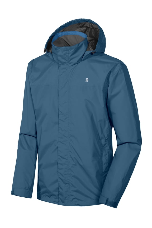 Men's Waterproof Rain Jacket, Lightweight Windproof for Hiking Travel Blue Mirage Size 3XL