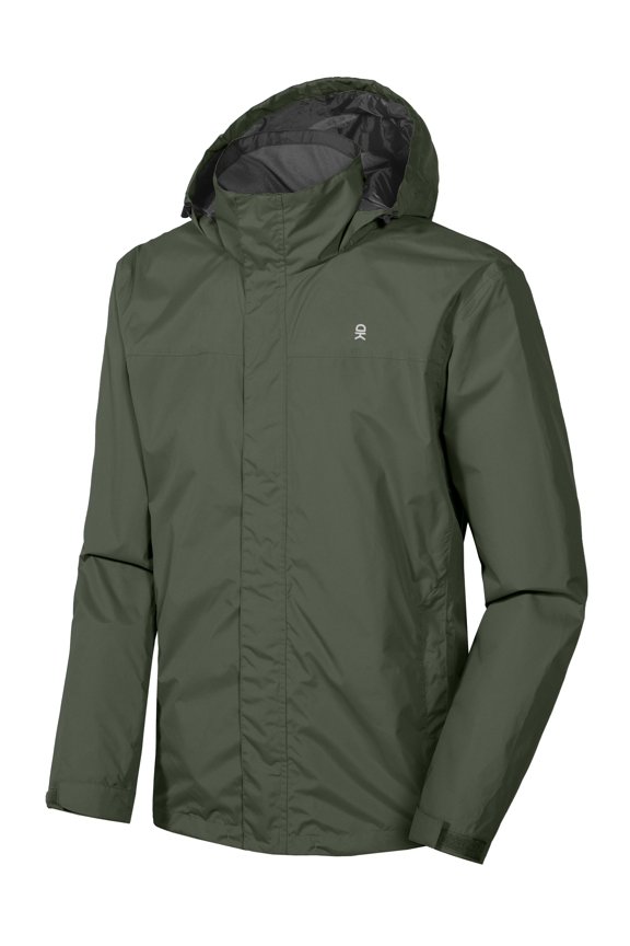 Men's Waterproof Rain Jacket Outdoor Lightweight Rain Shell Coat for Hiking,Golf,Travel Military Olive Size S