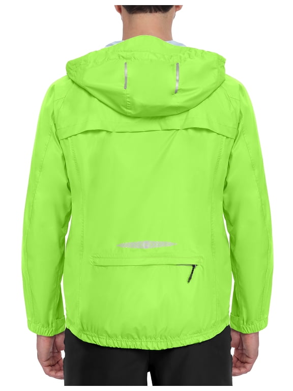 Men's Waterproof Windbreaker Lightweight Packble Cycling Jacket for Biking, Running Fluorescent Green 2XL